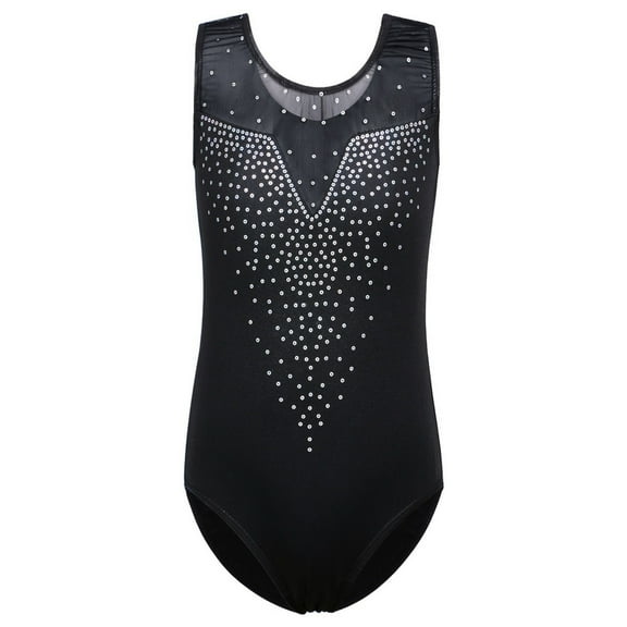 BAOHULU Girls Diamond Gymnastics Leotard Black Ballet Dance Clothes