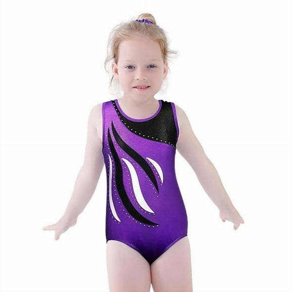BAOHULU Girls Gymnastics Leotard Embroidery Purple Ballet Dancewear