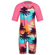 BAOHULU Girls One Piece Rash Guard Swimsuit Kids Water Sport Short Swimsuit UPF 50+ Sun Protection Bathing Suits