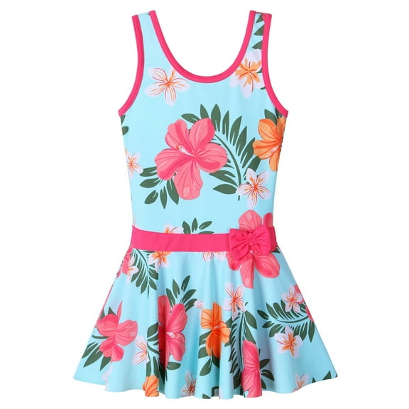 BAOHULU Girls One-Piece Ruffle Swimsuit with UPF 50+ Floral Skirted Bathing Suit