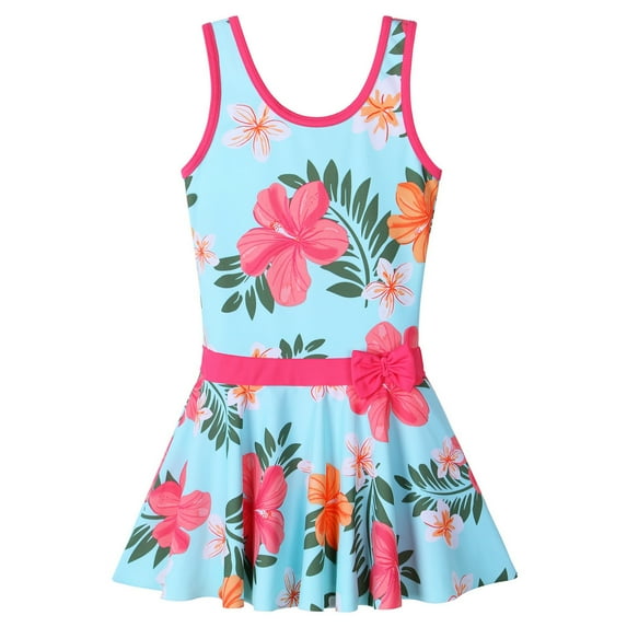 BAOHULU Girls One-Piece Ruffle Swimsuit with UPF 50+ Floral Skirted Bathing Suit