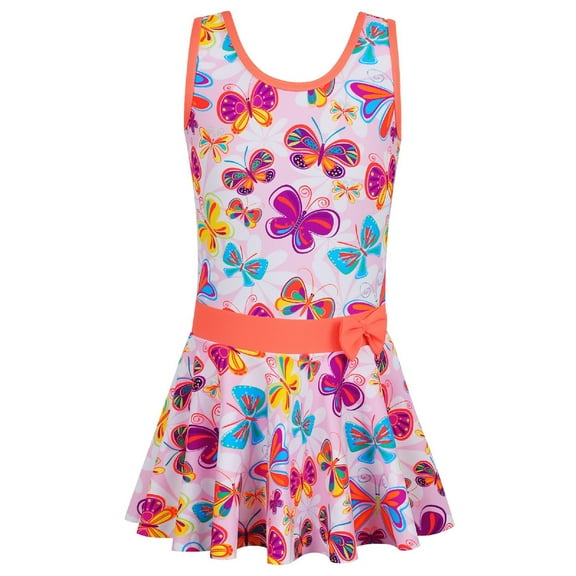 BAOHULU Girls One Piece Swimsuit Orange Butterfly Bathing Suit Cute Swimwear for 4-11 Years