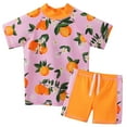 thumbnail image 1 of BAOHULU Girls Printed Short Sleeve Swimsuits Kids Rash Guard Two Pieces UPF 50+ Swimwear, 1 of 5