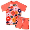 thumbnail image 1 of BAOHULU Girls Printed Short Sleeve Swimsuits Kids Rash Guard Two Pieces UPF 50+ Swimwear, 1 of 6