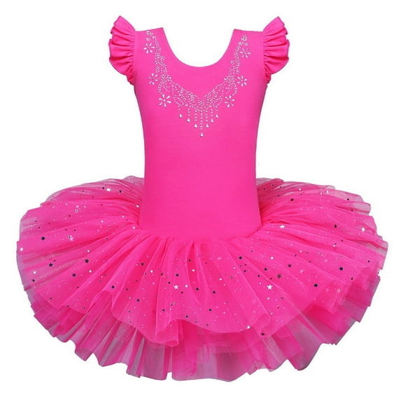 BAOHULU Girls Rosy Skirted Leotards Cotton Ballet Dance Tutu Dress 3-8Y