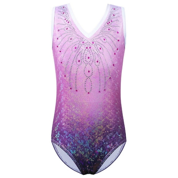 BAOHULU Girls Sleeveless Gymnastics Leotard Purple Ballet Dancewear