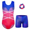 thumbnail image 1 of BAOHULU Girls Sleeveless Gymnastics Leotard Set Sparkle Dance Leotard with Shorts, 1 of 6