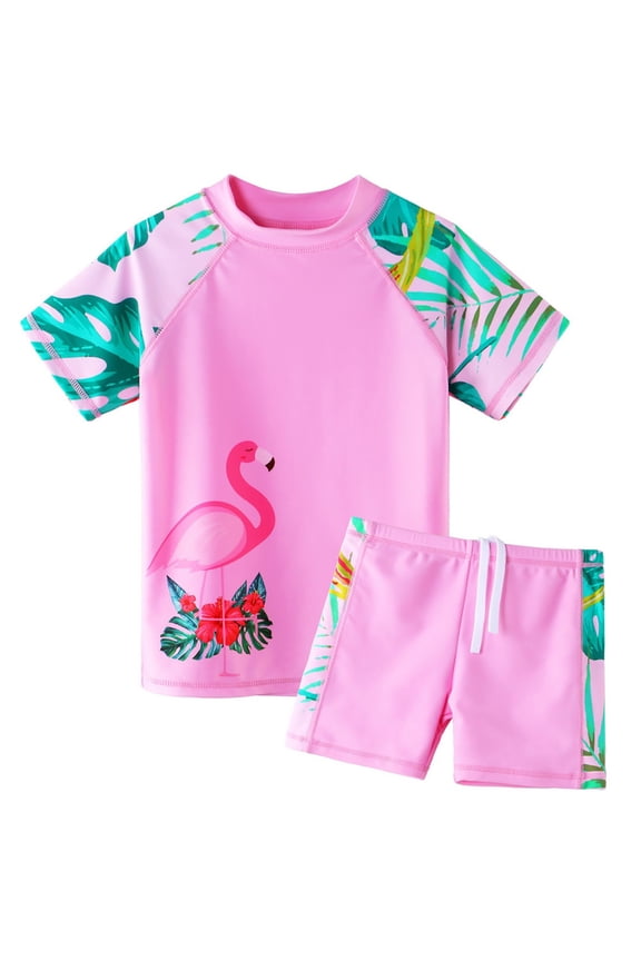 Girls Rash Guard Set UPF 50+ UV Protection, Two-Piece Swimsuit, Size 3-12 Years