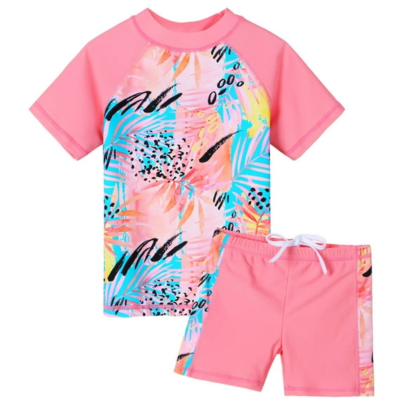 BAOHULU Girls Swimsuit Female Two Piece Sets UPF 50  UV Sun Protection Rash Guard Shirts 3-12 Years