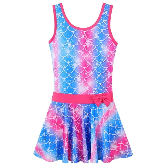 BAOHULU Girls Swimsuit One Piece UPF 50  Printed Skirted Bathing Suit Floral Swimwear