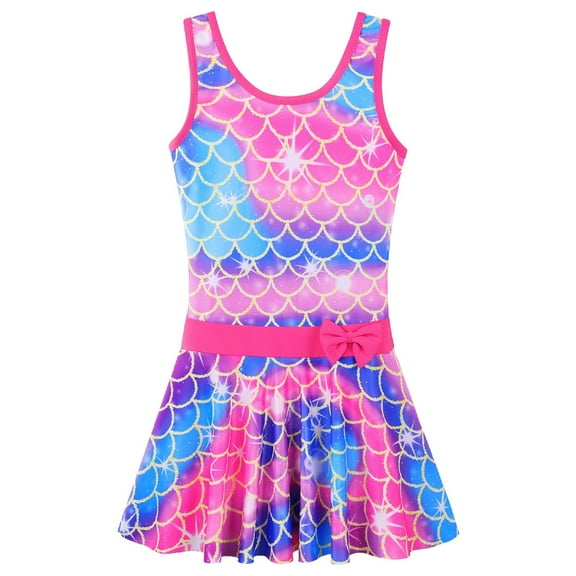 BAOHULU Girls Swimsuit One Piece UPF 50  Printed Skirted Bathing Suit Floral Swimwear