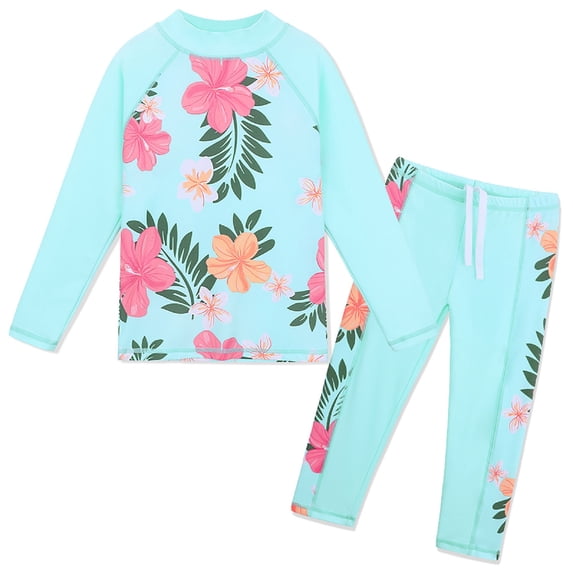 BAOHULU Girls Swimsuit Two Piece Swimwear Set 3-12 Years UPF 50+ Rash Guard Bathing Suit
