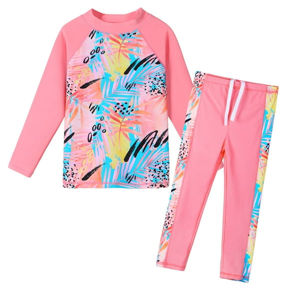 BAOHULU Girls Swimsuit UPF 50  Peach Rash Guard Shirts 3-12 Years