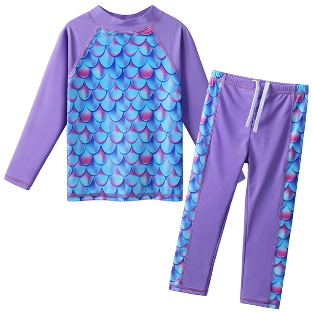 BAOHULU Girls Swimsuit UPF 50+ Purple Rash Guard Shirts 3-12 Years ...