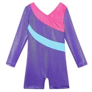 BAOHULU Gymnastics Leotard for Girls Long Sleeve Purple Ballet Dancewear