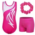 thumbnail image 1 of BAOHULU Gymnastics Leotards for Girls Dance Unitards Matching Shorts 3 Pieces Set Kids Sleeveless Dancewear, 1 of 7