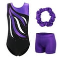 thumbnail image 1 of BAOHULU Gymnastics Leotards for Girls Dance Unitards Matching Shorts 3 Pieces Set Sparkly Kids Sleeveless Dancewear, 1 of 5
