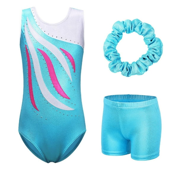 BAOHULU Gymnastics Leotards for Girls Dance Unitards Matching Shorts Set Sleeveless Dancewear