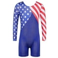 thumbnail image 1 of BAOHULU Long Sleeve Leotards for Girls Gymnastics Sparkle Blue Stripes Dancewear, 1 of 6