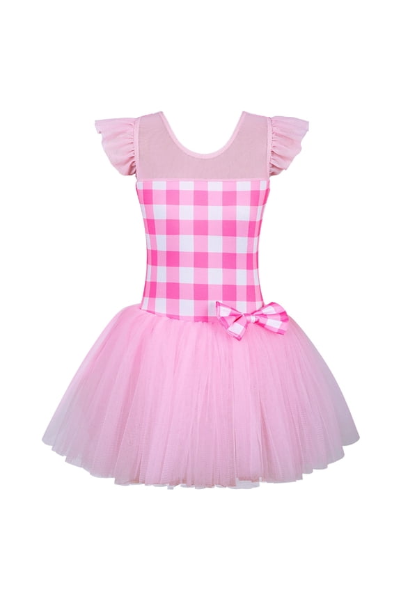 Princess Tulle Dress Ballet Leotard for Girls Ruffle Sleeve Dance Outfit