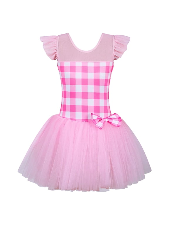 Princess Tulle Dress Ballet Leotard for Girls Ruffle Sleeve Dance Outfit