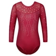 thumbnail image 1 of BAOHULU Sequin Gymnastics Leotard for Girls 3/4 Sleeve Red Dancewear, 1 of 5