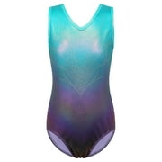 BAOHULU Shiny Diamond Gymnastics Leotards for Girls Gradient Green Clothes Dancewear