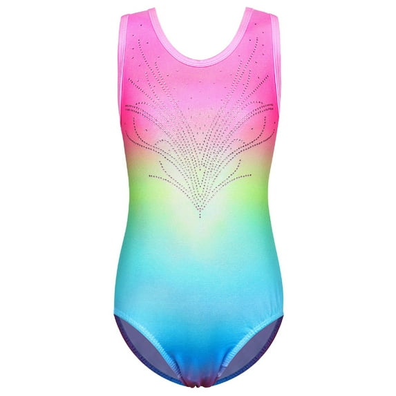 BAOHULU Shiny Diamond Gymnastics Leotards for Girls Gradient Pink Clothes Dancewear