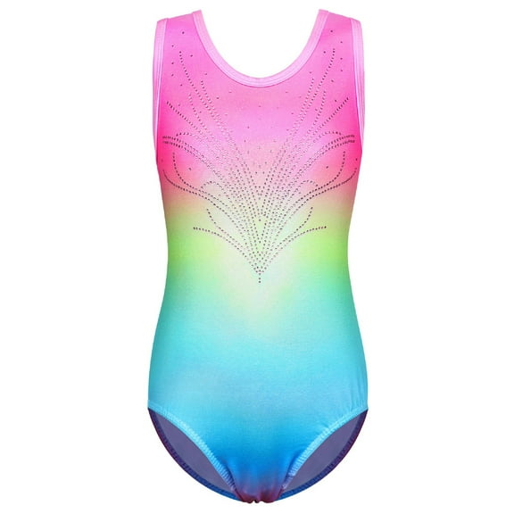 BAOHULU Shiny Diamond Gymnastics Leotards for Girls Gradient Pink Clothes Dancewear
