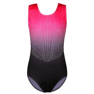 BAOHULU Sleeveless Girls Gymnastics Leotards Sparkle Diamond Black Ballet Dancewear