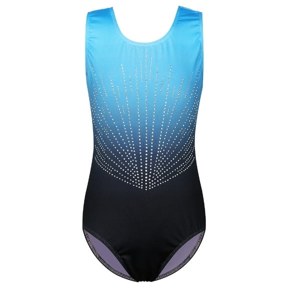 BAOHULU Sleeveless Gymnastics Leotards for Girls Gradient Blue Clothes Ballet Dancewear