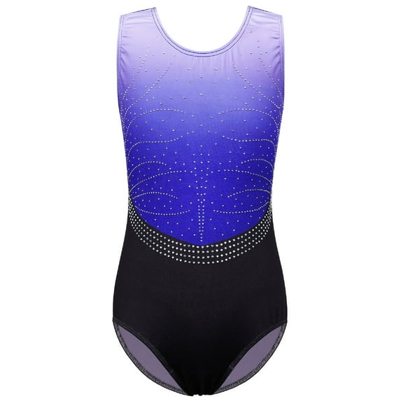 BAOHULU Sparkle Diamond Gymnastics Leotards for Girls Shiny Sleeveless Black Ballet Dancewear