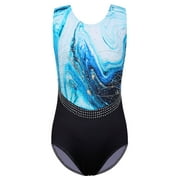 BAOHULU Sparkle Diamond Gymnastics Leotards for Girls Shiny Sleeveless Black Ballet Dancewear