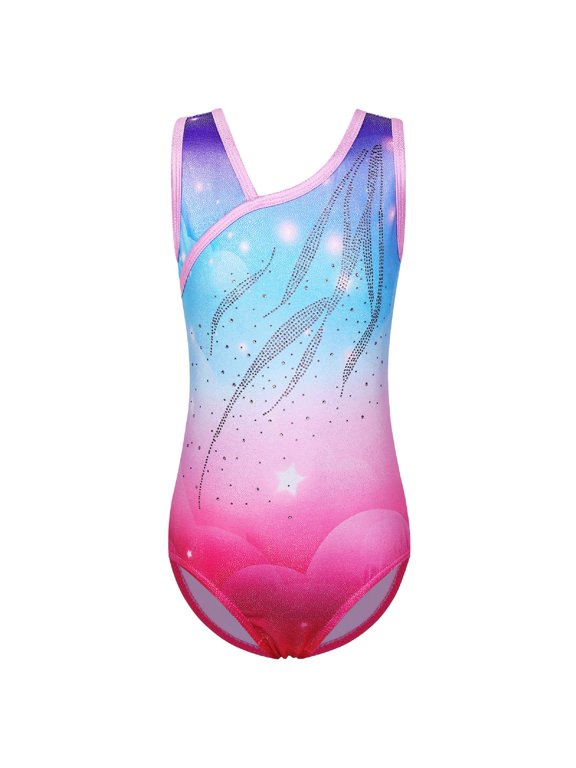Sparkle Gymnastics Leotard for Girls Gradient Pink Practice Outfit Dancewear