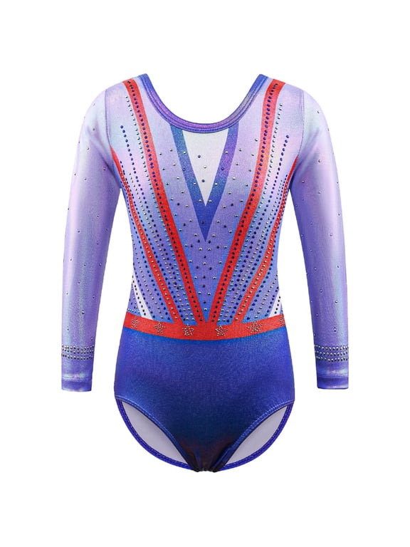 Sparkle Gymnastics Leotard for Girls Kids Gradient Practice Dance Outfit