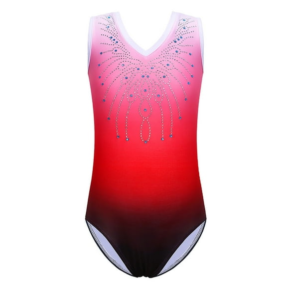 BAOHULU Sparkle Gymnastics Leotard for Girls Sleeveless Red Dancewear