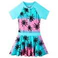 thumbnail image 1 of BAOHULU Toddler Girls Floral Swimsuit One Piece Short Sleeve Swimwear Bathing Suit, 1 of 5