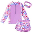thumbnail image 1 of BAOHULU Two-Piece Girls Long Sleeve Swimsuits Sun Protection Bathing Suit with Hairband, 1 of 6
