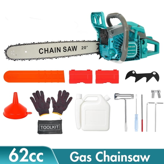 BAOKALER 20-inch Gas Chainsaw, 10700 RPM 2-Cycle 62CC Heavy Duty Gas Chainsaw for Farm Garden Ranch Wood Cutting, Green