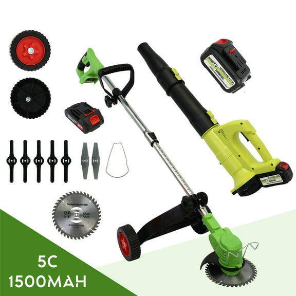 BAOKALER 150 MPH Leaf Blower Cordless Turbo Technology + Electric Weed Wacker Cordless, Green