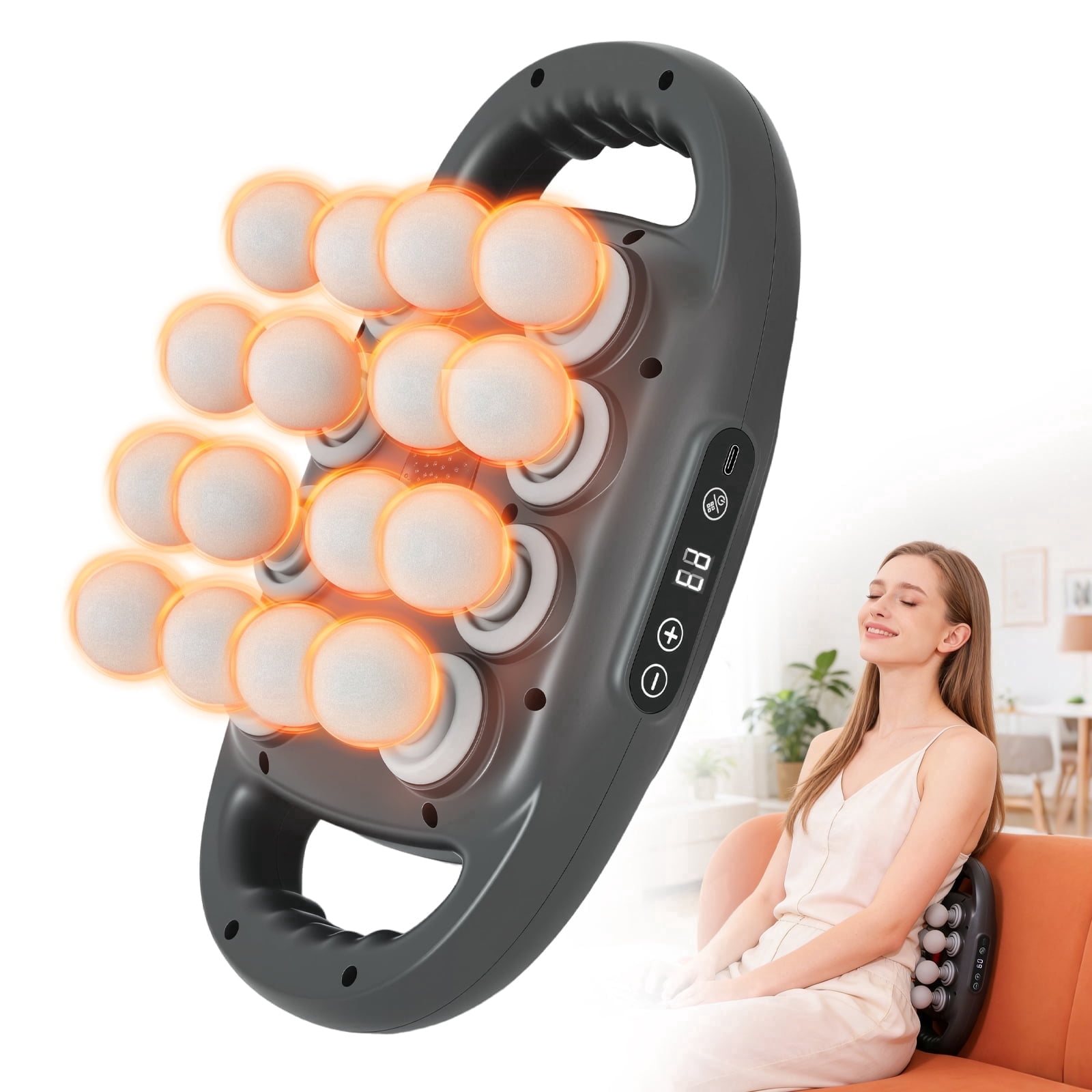 BAOKALER 16 Head Massage Gun Set, 2000mAh Electric Massage Tools, Electric Muscle Massager with with 9 Modes 9 Intensities for Deep Tissue, Back, Shoulders, Legs, Gray