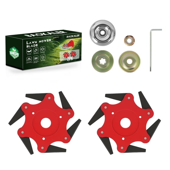 BAOKALER 2 Pcs 6 Steel Razors Trimmer Head with Sawtooth, Universal Gas Weed Eater Blades 65Mn Professional Razor Weed Eater with Universal Adapter Kits