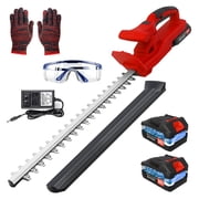 20 inch Cordless Hedge Trimmer, 24V Electric Hedge Trimmer with 2 2000mAh Batteries for Hedge Shrub Grass Lawn Pruning, Red
