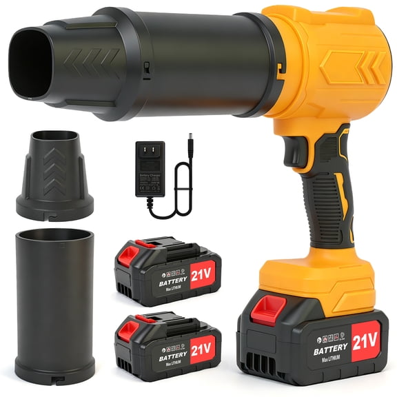 Cordless Leaf Blower, 950000 RPM Electric Leaf Blower with 2 X 4.0Ah Batteries & Charger, 110MPH Lightweight Handheld Blower for Patio Cleaning Blowing Leaves & Dust, Yellow