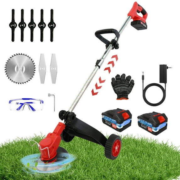 BAOKALER BAOKALER 3-in-1 Electric Cordless Weed Eater with Stand Wheels, 2×2AH Battery and Charger