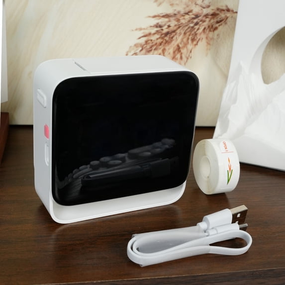 BAOKALER Bluetooth Label Maker Machine with Tape, Inkles Thermal Printer Without Ink and Toner Support for IOS, Android