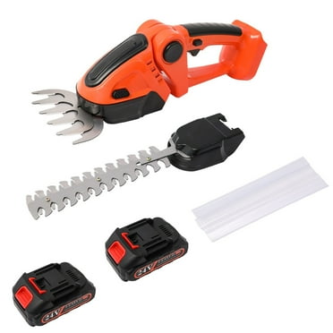BAOKALER Cordless Hedge Trimmer, 2 in 1 Handheld Grass Shear, 24V Electric Hedge Trimmer with Rechargeable Battery, Orange