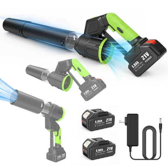 BAOKALER Cordless Leaf Blower, 21V 6AH Brushless Leaf Blower with 180Adjustable Tube, 3 Speed Modes and LED Display, 600CFM Snow Blower for Lawn Care, Blowing Leaves, Patio