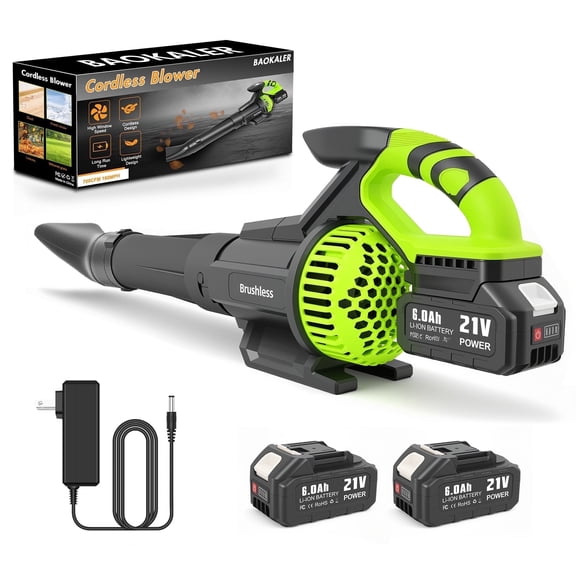 BAOKALER Cordless Leaf Blower,700CFM Brushless Leaf Blower with 6AH Battery and Charger, Snow Blower with Detachable Tube, 4 Speed Modes and Digital Display