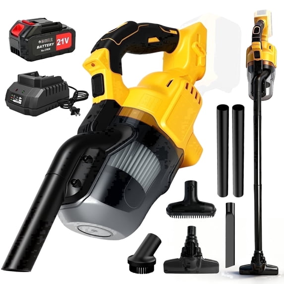 Cordless Vacuum Cleaner for Makita 18V Battery, 5-in-1 handheld vacuum with 4.0Ah Battery and Charger for Car Floor Carpet, Yellow